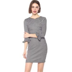 Bailey 44 Taupe Gingham Ponte Friends With Benefits Dress Plaid Ruffle Size L